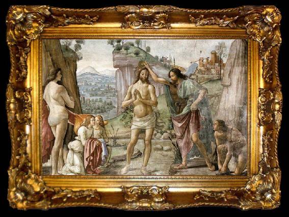 framed  GHIRLANDAIO, Domenico Detail of Baptism of Christ, ta009-2